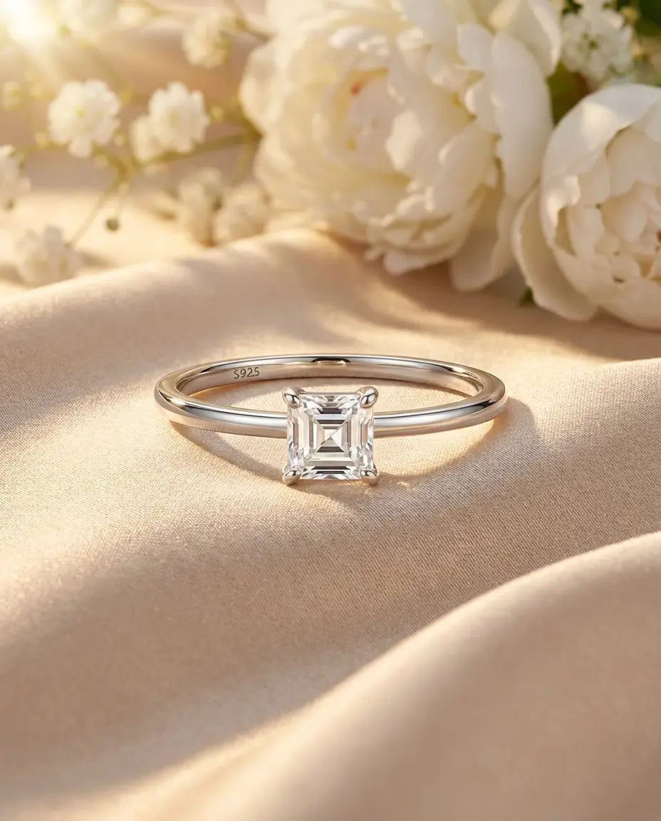 0.35ct Princess Cut Moissanite Ring - Dainty Solitaire Promise Ring in Silver - IfShe NZ