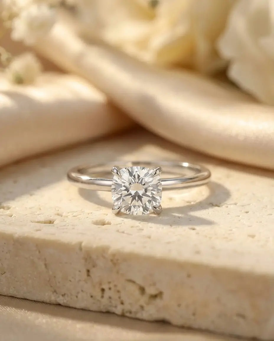 1ct Square Cushion Moissanite Solitaire Ring - Minimalist Sterling Silver Engagement Band - IfShe NZ