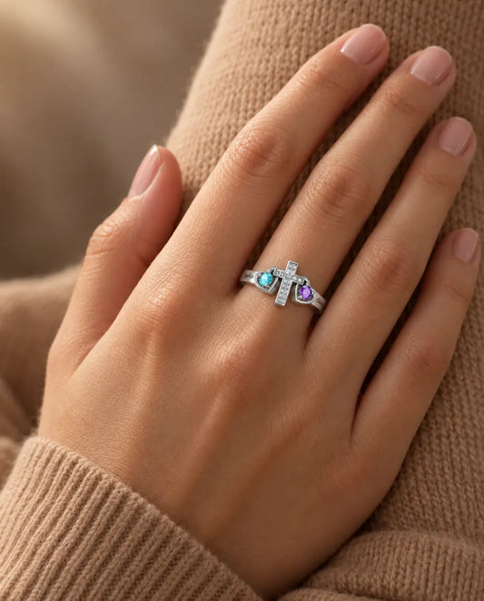Cross Name Ring - worn on the hand