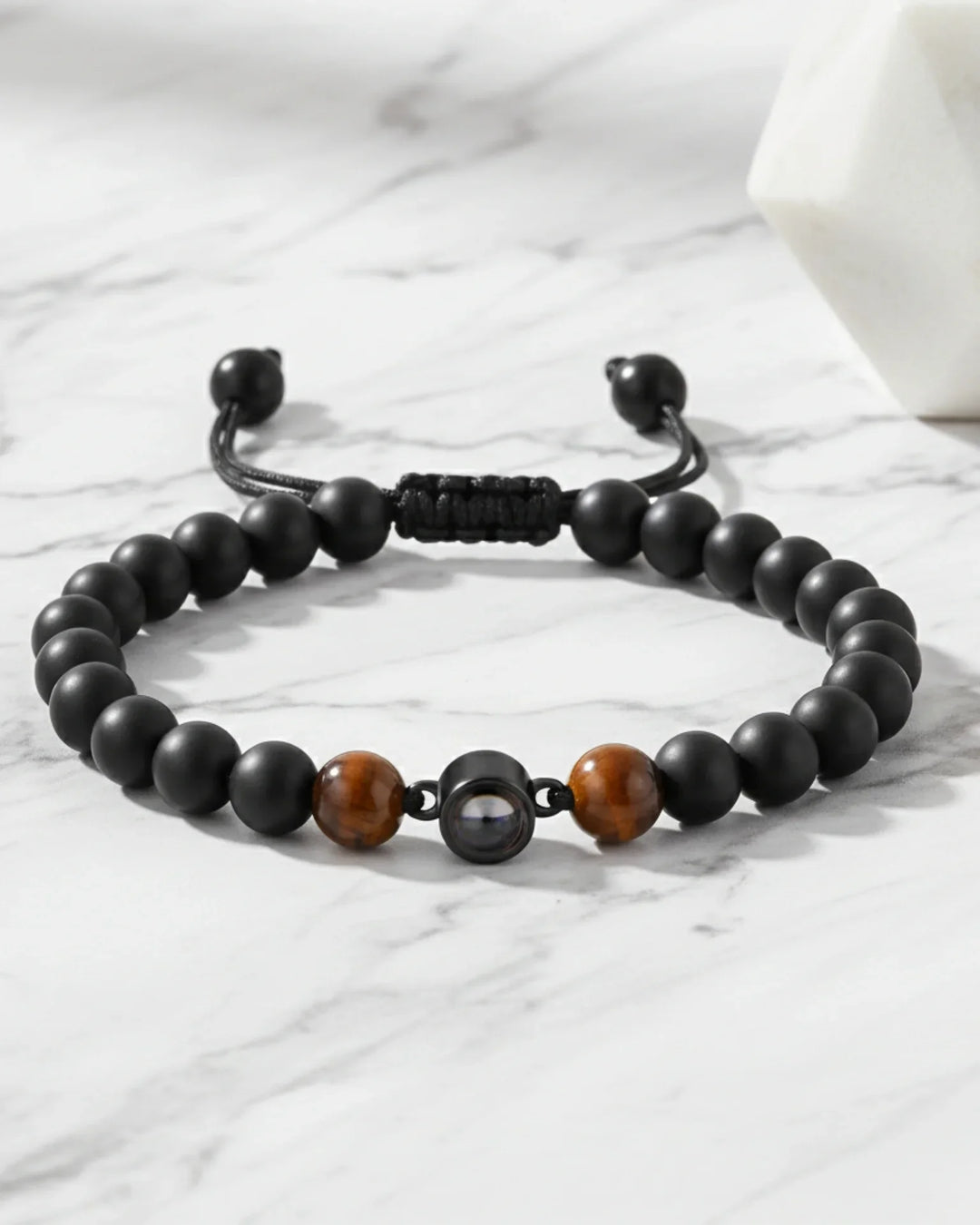 Men’s Photo Projection Bracelet – Volcanic Stone Beads with Hidden Picture Inside IfShe NZ