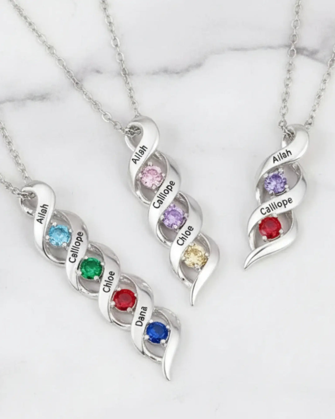 Personalised Engraved Name & Birthstone Necklace for Mum/Nan IfShe