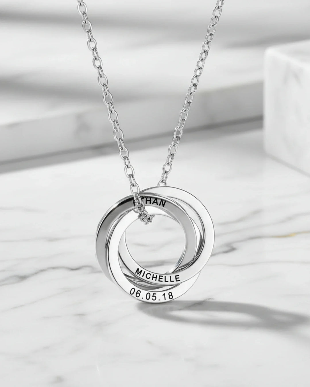 Personalised Engraved Russian Ring Necklace