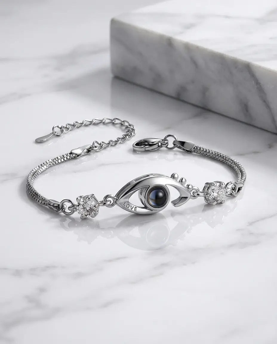 Personalised Evil Eye Photo Projection Bracelet - Protection Picture Charm IfShe NZ