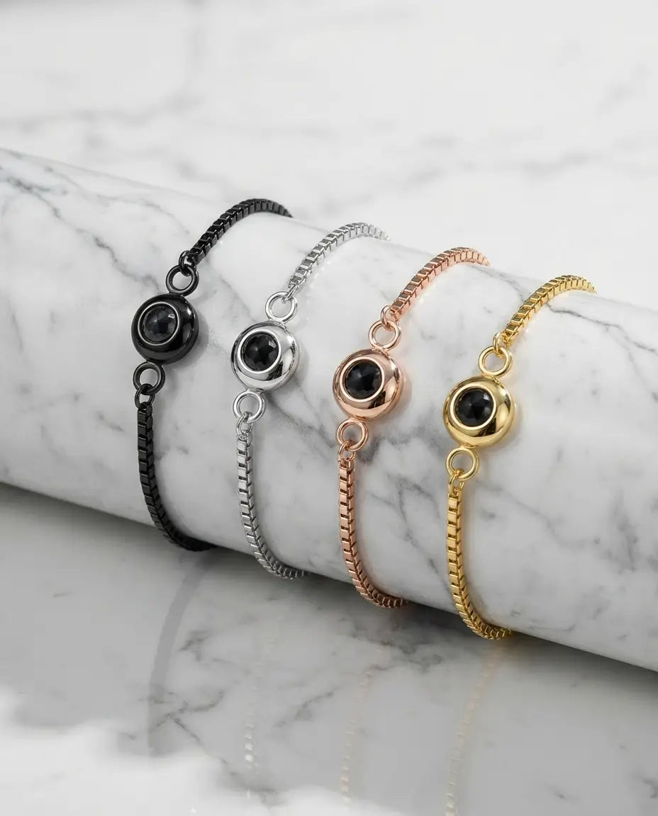 Personalised Photo Projection Bracelet - Adjustable Memory Slider Chain IfShe NZ