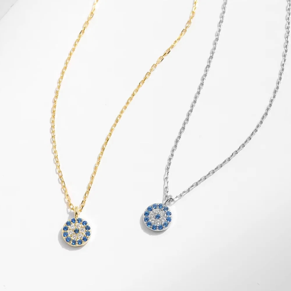 Evil Eye Necklace in 925 Sterling Silver with Zircon Pendant