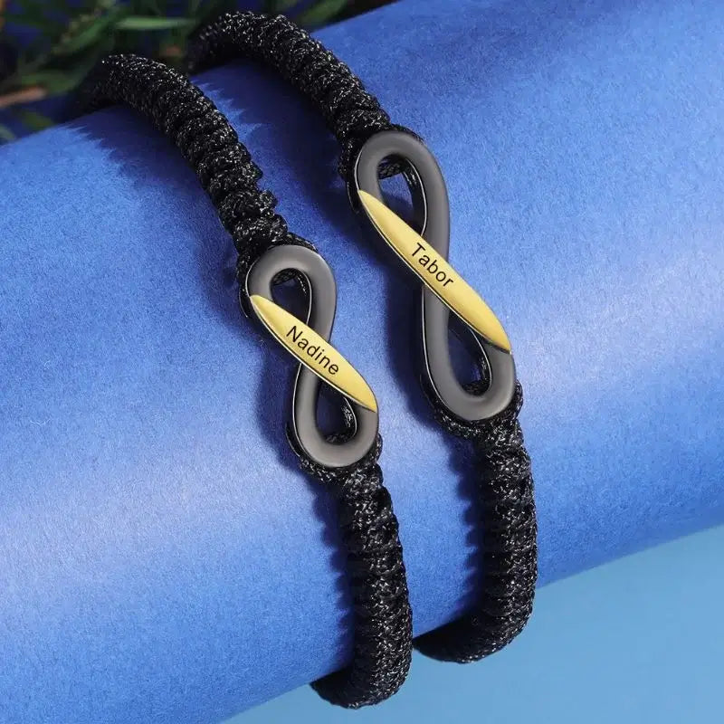 Matching Bracelets for Couples, Infinity Couple Bracelets, Personalised His and Hers Bracelets with Names | | 2 Pieces