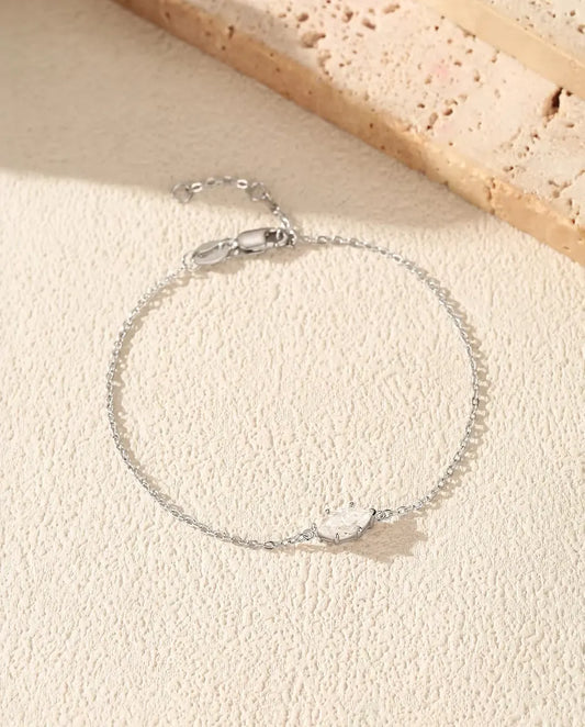 Marquise Moissanite Bracelet - 0.50 ct 4 x 8 mm D Colour Stone on a Dainty Chain, 925 Sterling Silver