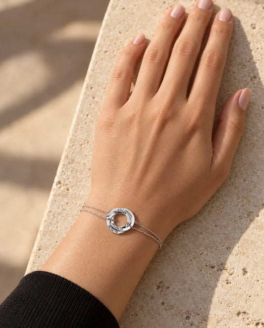 Personalised Russian Ring Bracelet - worn on a model