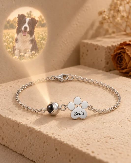Personalised Pet Photo Projection Bracelet - projecting the hidden photo onto a wall