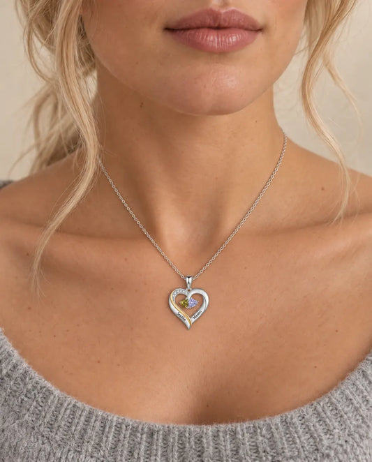 Personalised Birthstone Necklace - worn on a model