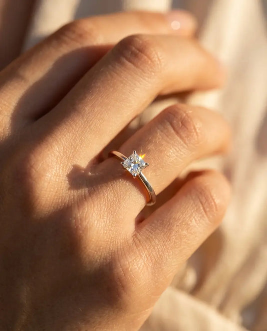 0.35ct Princess Cut Moissanite Ring - Dainty Solitaire Promise Ring in Silver - IfShe NZ