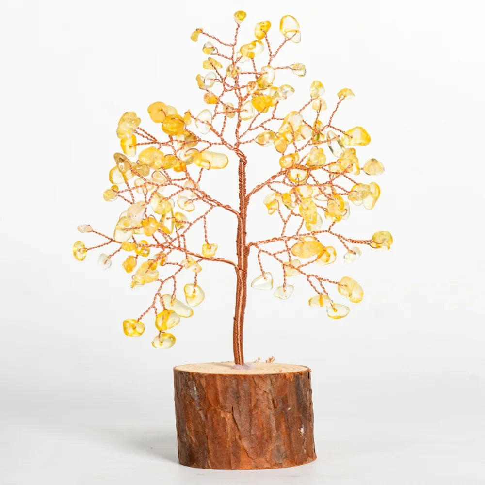 Citrine Crystal Tree with Wooden Base