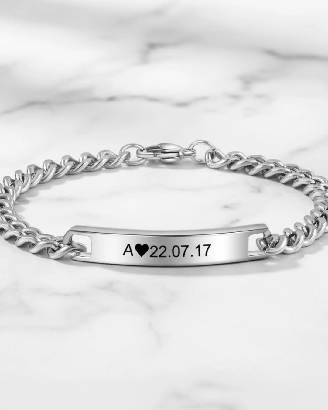 Personalised Bar Engraving Couple Bracelets (Initial & Date) IfShe