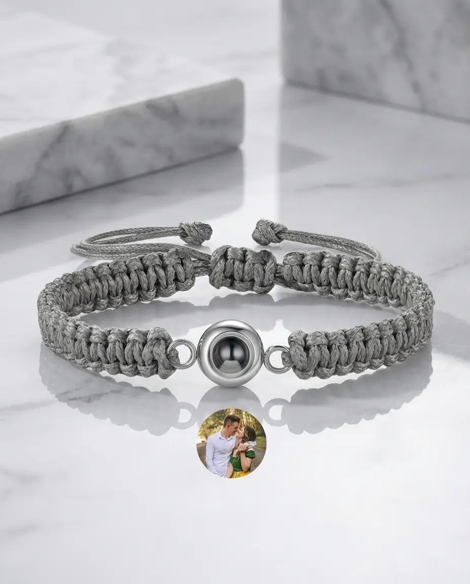 Personalised Braided Rope Photo Projection Bracelet - Unisex Picture Wristband IfShe NZ