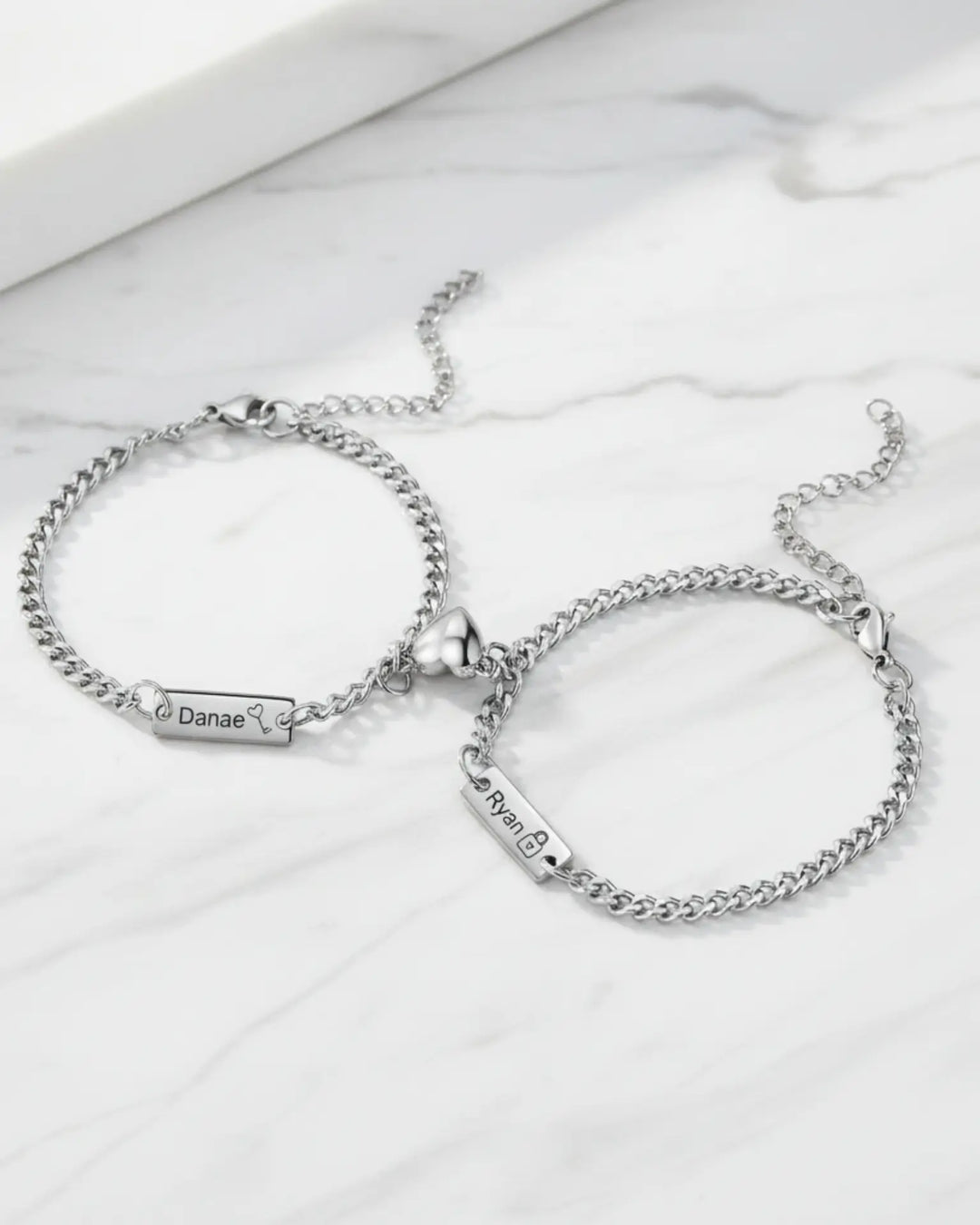 Personalised Magnetic Lock & Key Couple Bracelets IfShe NZ