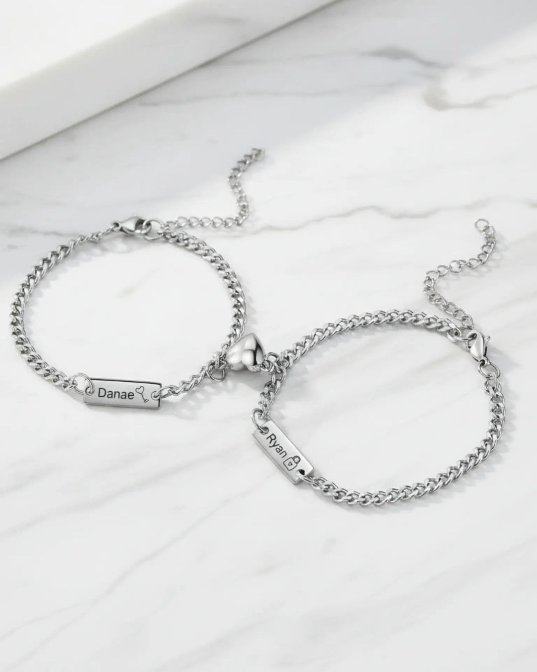Personalised Magnetic Lock & Key Couple Bracelets IfShe NZ