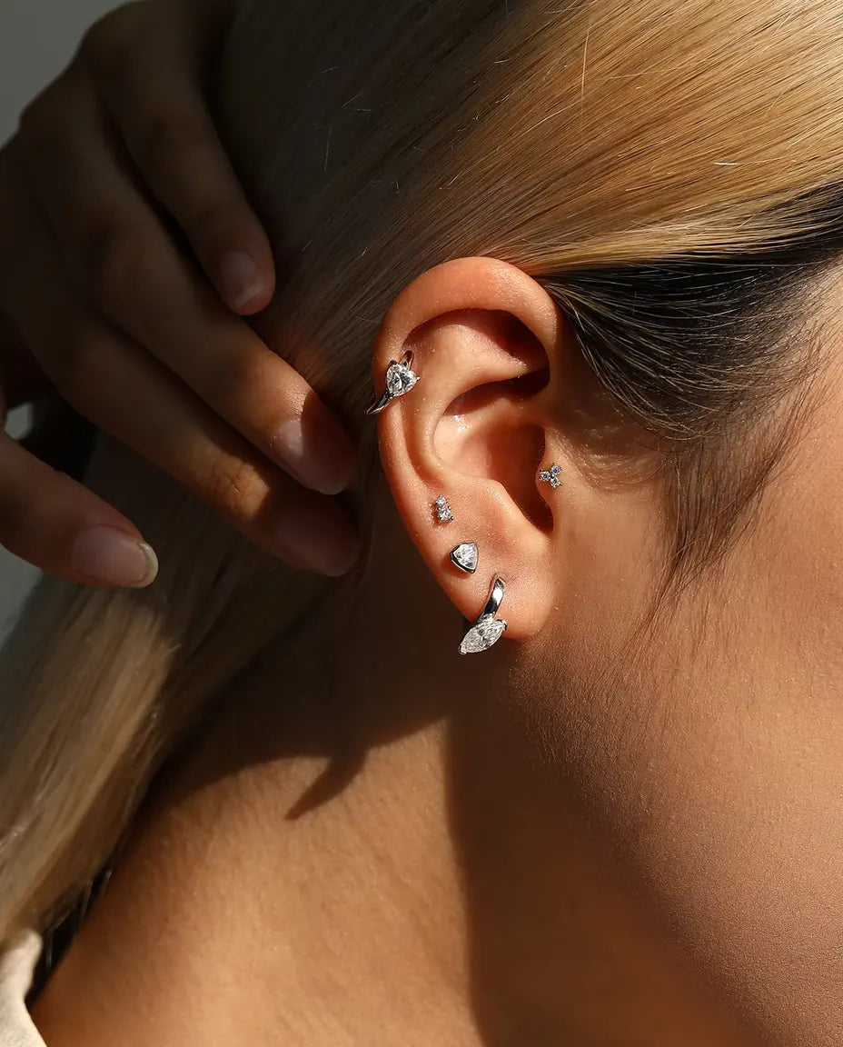 Heart Moissanite Huggie Earrings - 0.50 ct D Colour Heart per Earring, 12 mm Hinged Hoops, 925 Sterling Silver, 2.30 g Pair