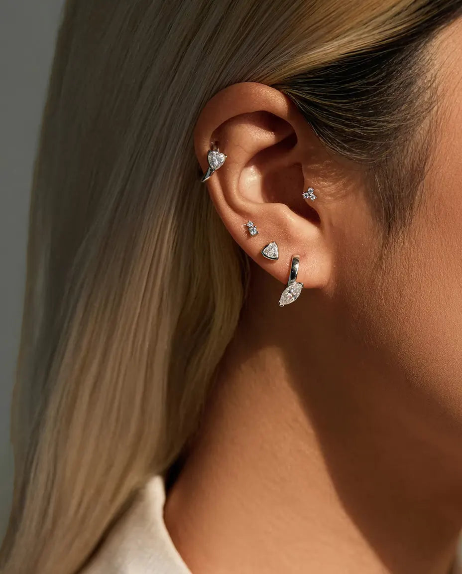Heart Moissanite Huggie Earrings - 0.50 ct D Colour Heart per Earring, 12 mm Hinged Hoops, 925 Sterling Silver, 2.30 g Pair