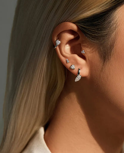 Heart Moissanite Huggie Earrings - 0.50 ct D Colour Heart per Earring, 12 mm Hinged Hoops, 925 Sterling Silver, 2.30 g Pair