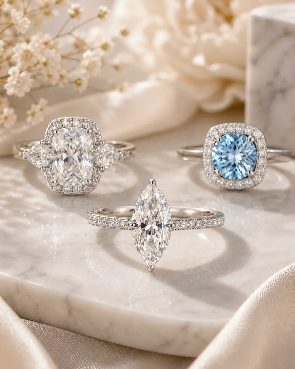 Say yes in emerald, sapphire & ruby.