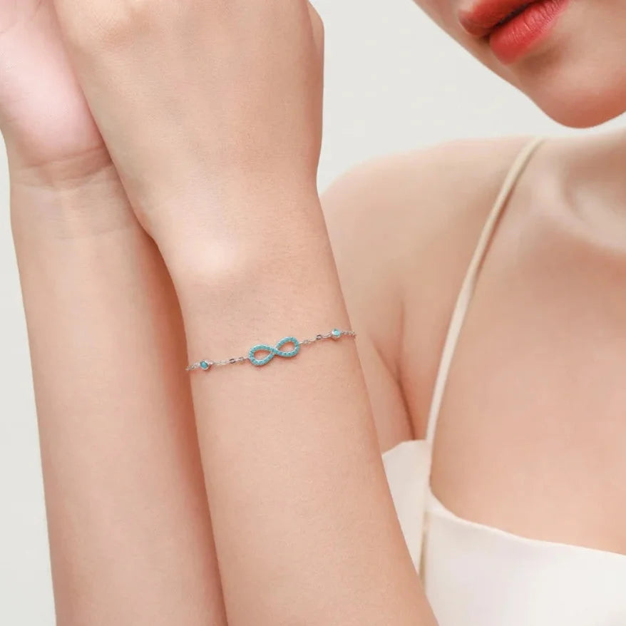 Infinity Turquoise Bracelet in 925 Sterling Silver – Sterling Silver Bracelet for Women