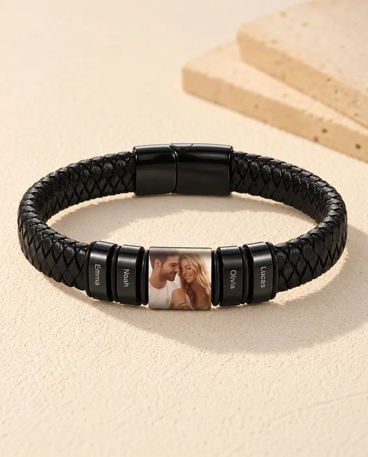 Men's Personalised Photo Bracelet - front view