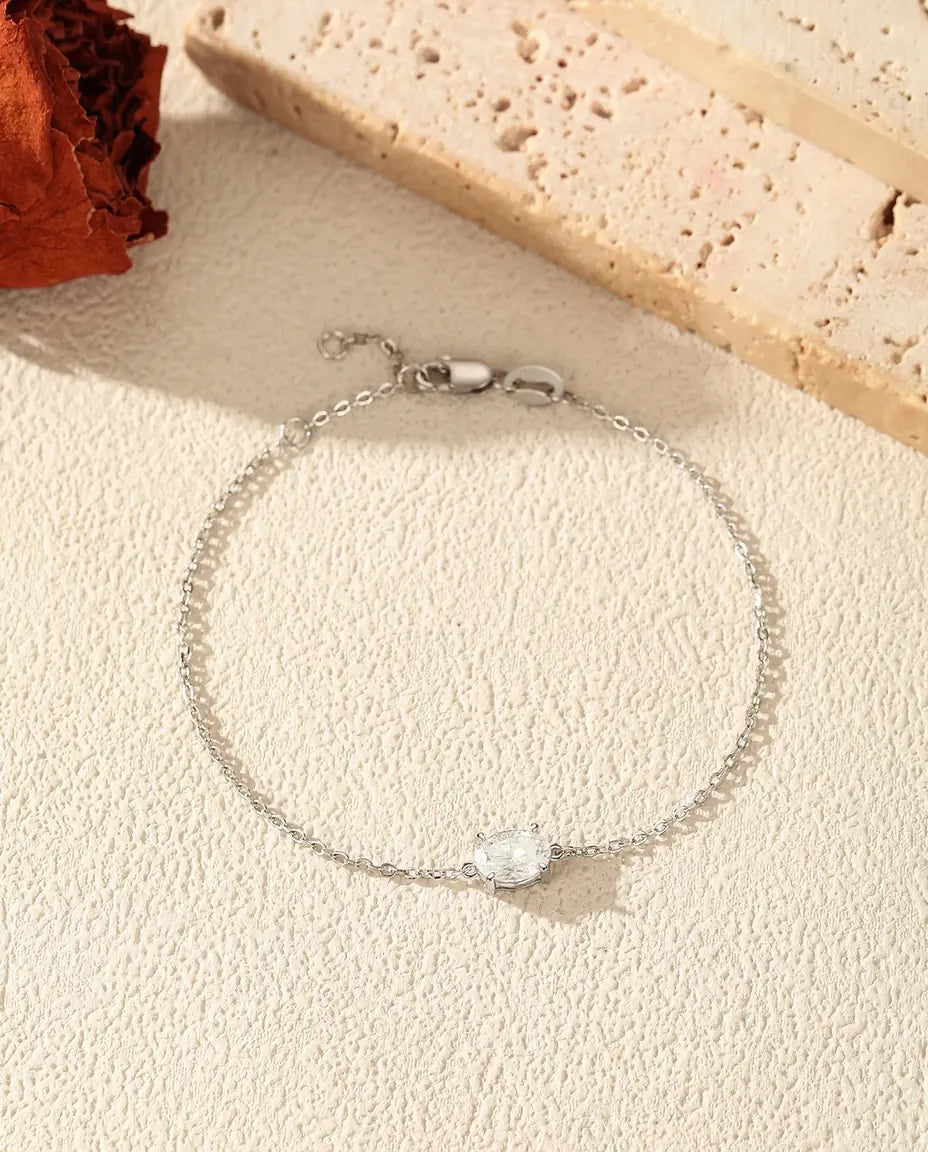 1ct oval-cut moissanite bracelet in 925 sterling silver