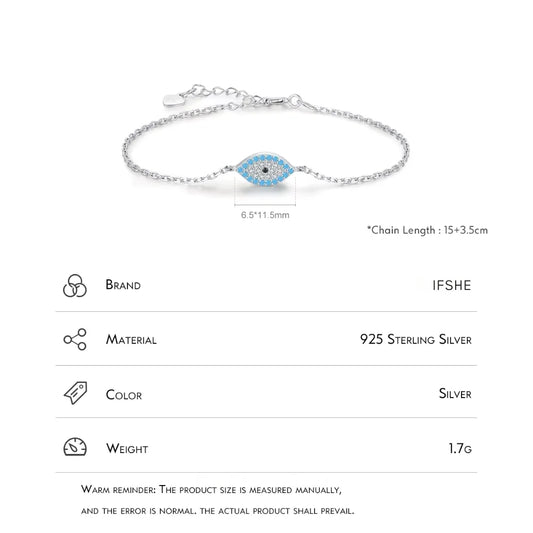 Natural Turquoise Evil Eye Bracelet in 925 Sterling Silver – Lucky Turkish Charm