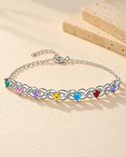 Personalised Birthstone Bracelet - front view