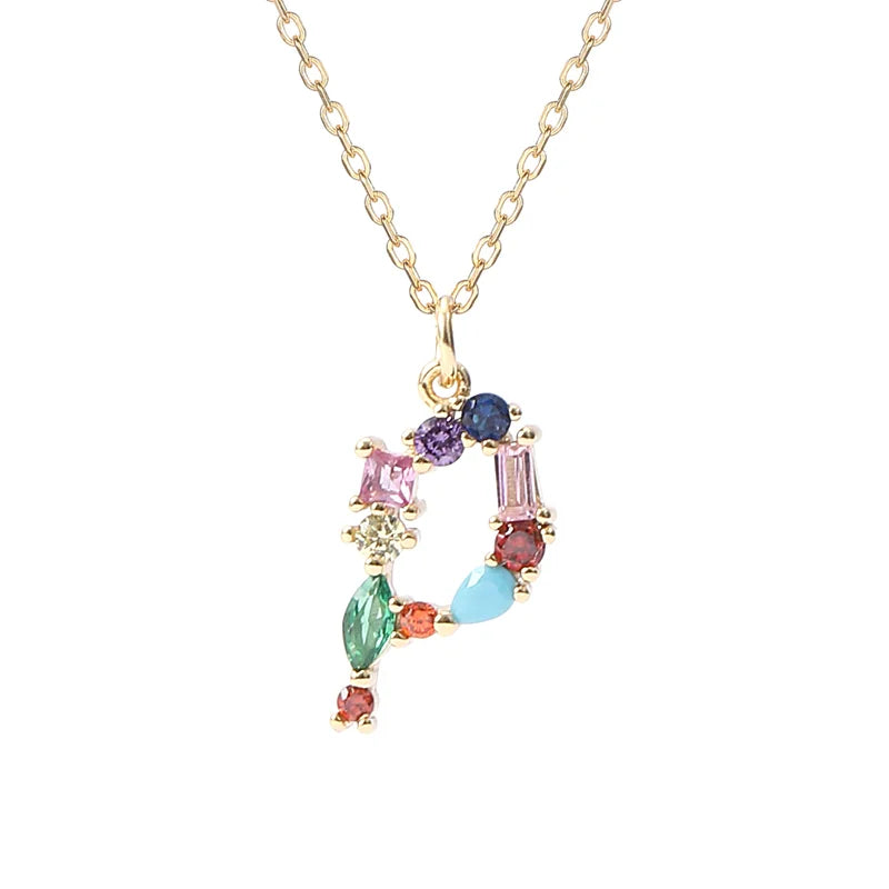 Personalised Initial Letter P Charm Necklace Sterling Silver