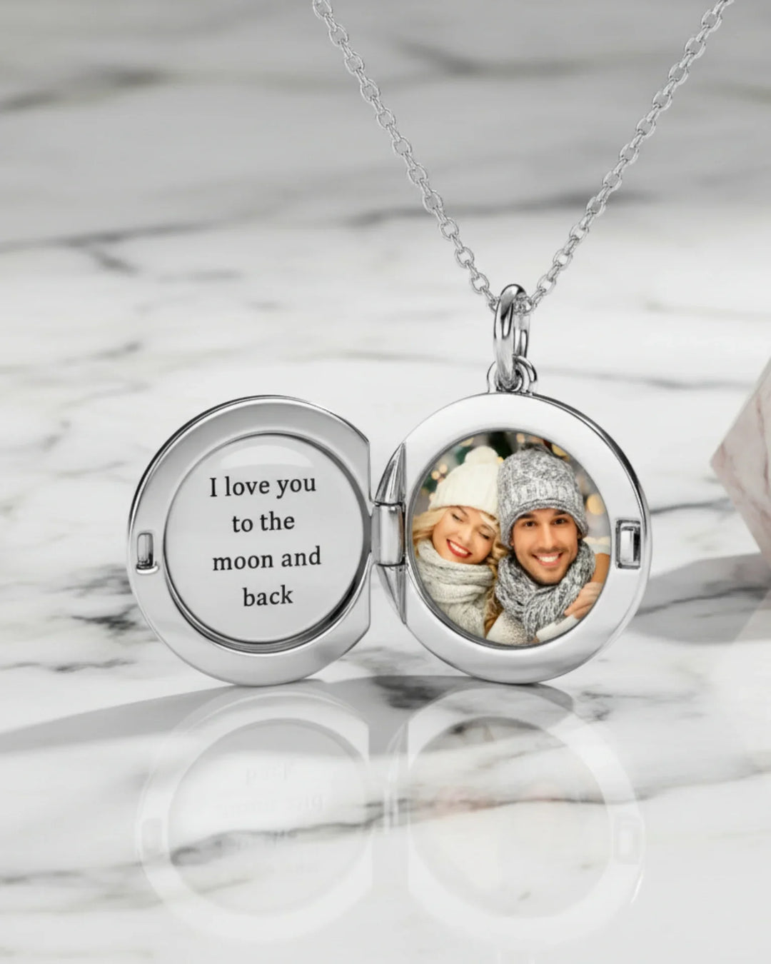 Personalised Sterling Silver Photo Locket Necklace with Custom Engraving